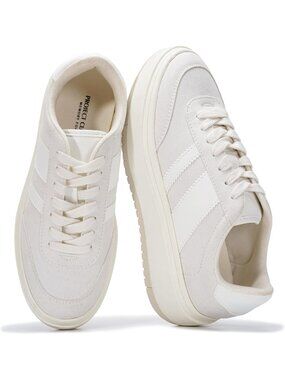 Project Cloud Platform Women All White Platform Sneakers Footwear Lace-Up Shoes